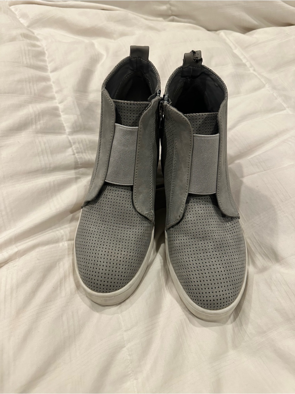 Woman’s Grey Perforated Slip-On Sneakers